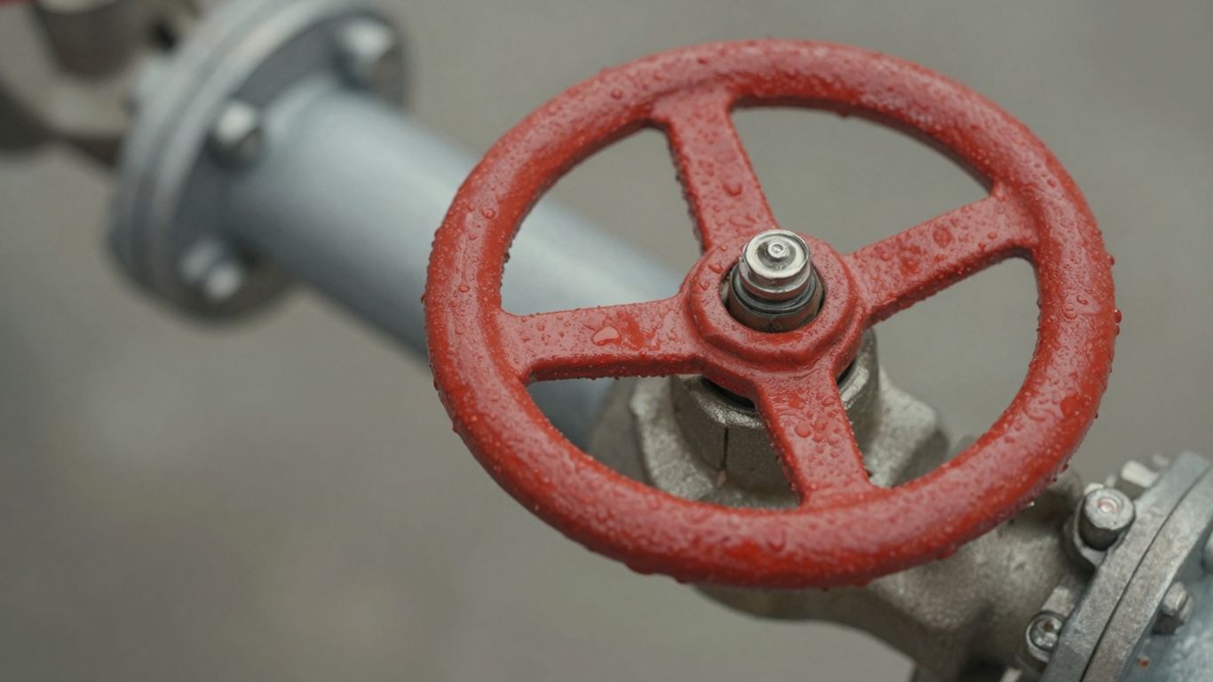 Water shutoff valve handle in a home.